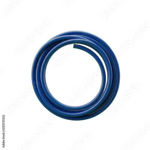 Coiled Blue Flexible Rubber or Plastic Tubing
