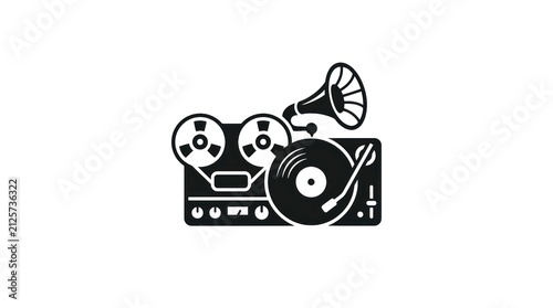Vintage Music Player Combination Icon.