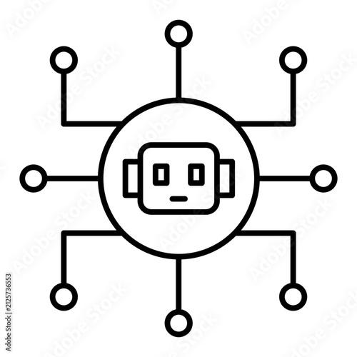 agentic ai line icon with editable stroke