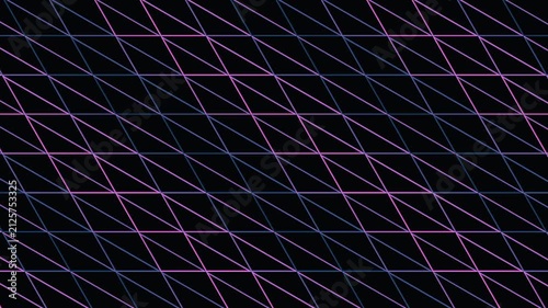 Pulsing triangle grid seamless loop, tessellated triangles glowing abstract background