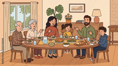 family having dinner