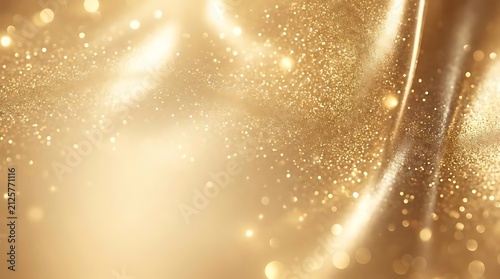 Soft gold fabric with glittering particles and gentle light effects