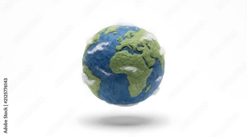 Fototapeta premium Stylized miniature Earth globe on white background