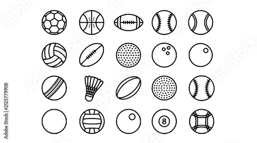 Twenty sports balls vector 202608050942 3 set with simple line art design featuring line art, illustrations, graphic resources with vector and design elements
