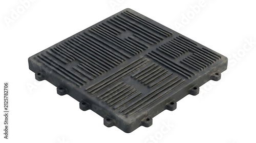 Black industrial non slip floor tile with textured pattern