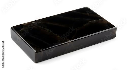 Black marble block isolated on white background