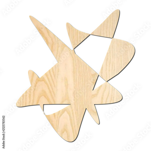 Abstract Geometric Graphic with Light Oak Wood Grain Texture Isolated on White Background
