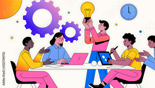 Creative team brainstorming in office. Business people collaborating on new project ideas.