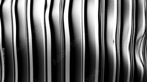 Abstract metallic vertical stripes background with shiny chrome curves and modern minimalist style