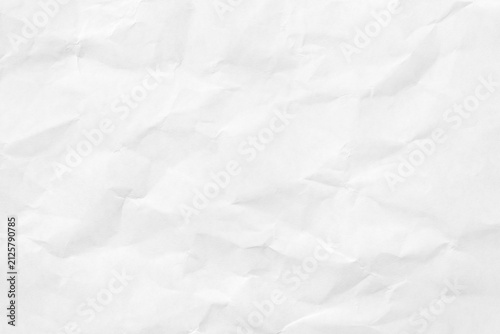 White crumpled paper texture background, wrinkled empty paper pattern with copy space for text