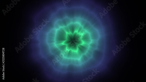 Aurora corona seen from directly below seamless loop, radial northern lights night sky background