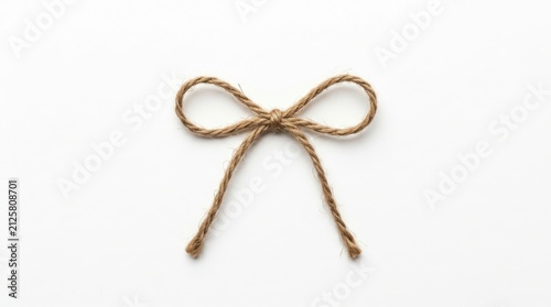 Simple rustic bow made of natural jute twine string isolated