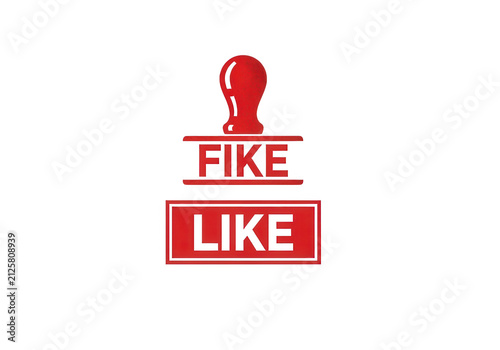 Fotografie Red rubber stamp icon with FIKE and LIKE text, social media approval concept, cr