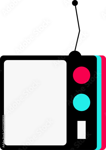 Retro Radio Television Flat Cartoon Illustration for Popular Social Network Copy Space
