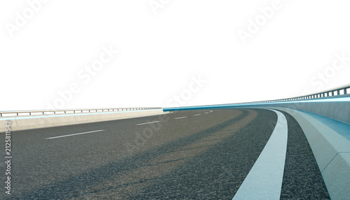 3d rendering Curved modern highway flyover road on transparent background