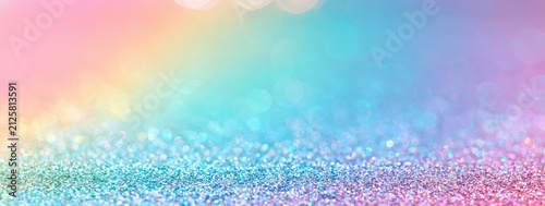 Soft pastel rainbow glitter background with bokeh effect