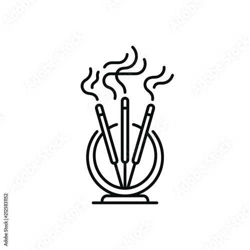 Zen incense sticks burning in a holder, emitting aromatic smoke, symbolizing relaxation and meditation