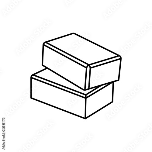 Minimalist Linear Outline Illustration of Two Stacked Rectangular Construction Bricks for Architecture and Masonry Design Projects
