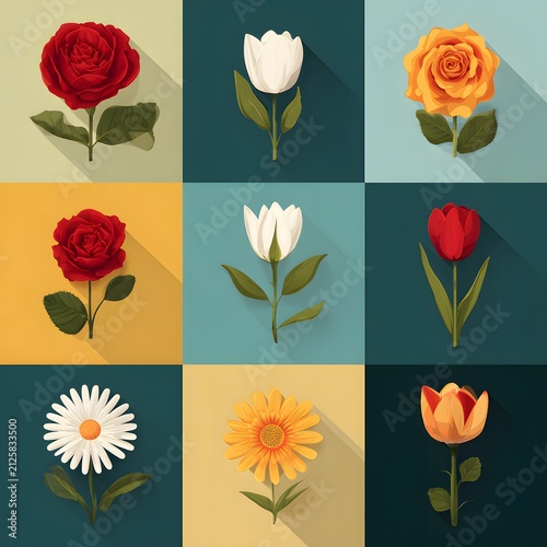 vector set of flowers