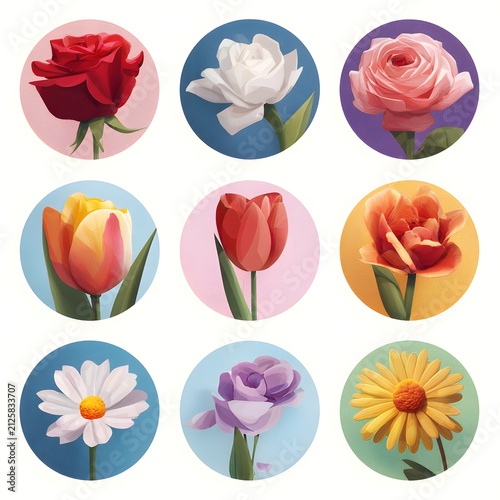 flower icons set
