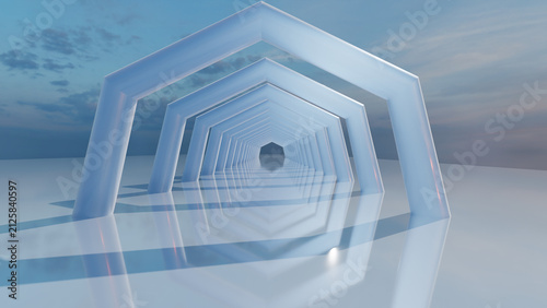 Futuristic Architectural Hexagonal Tunnel Background