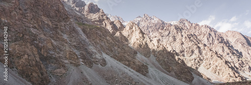 Quadro su tela Rocky mountain slopes in the Pamir Mountains in Tajikistan, a minimalist landsca