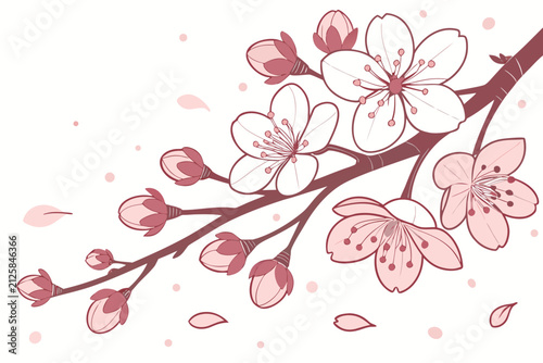 Elegant cherry blossom vector illustration. Soft pink floral design for spring themes