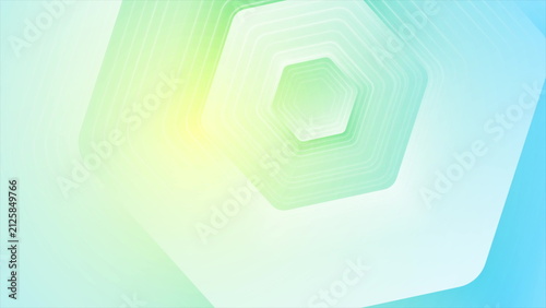 Glossy blue yellow hexagon and lines abstract geometric background