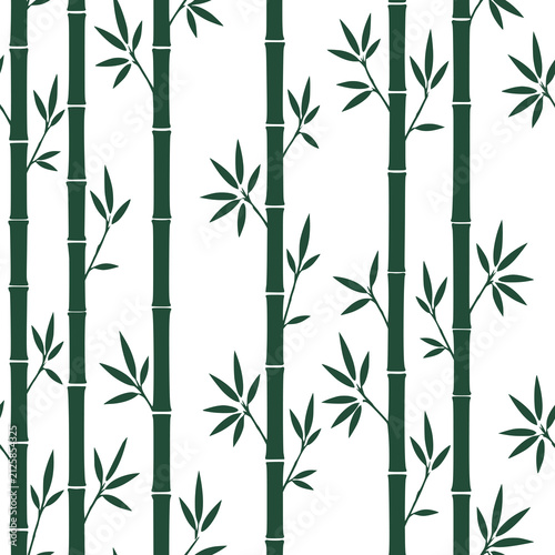 Canvas Print Green bamboo forest seamless pattern green leaves asian nature background vector