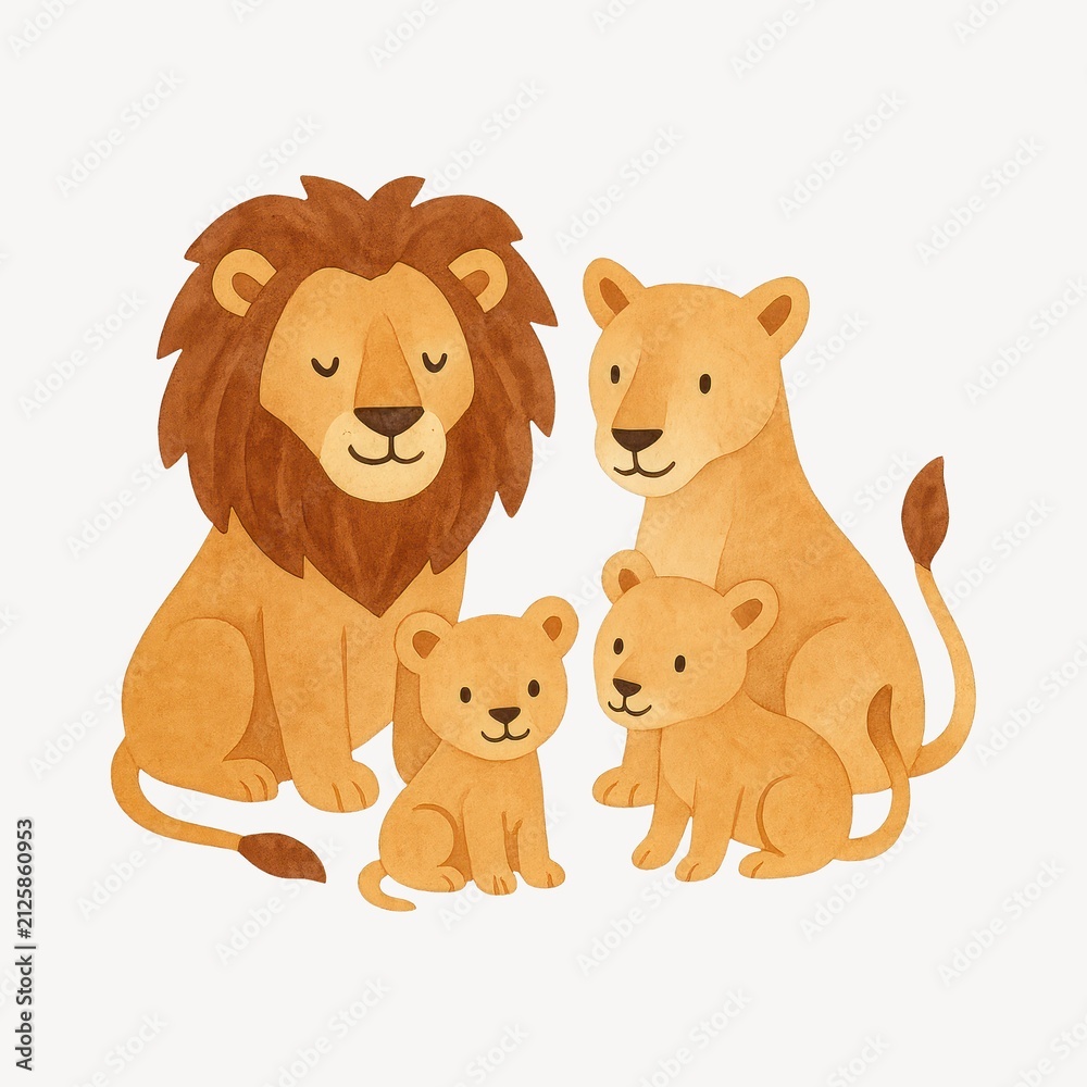 Obraz premium Cute lion family illustration