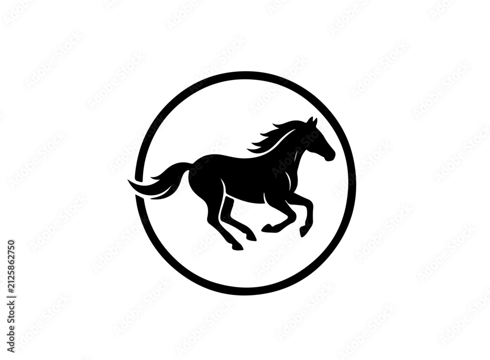 Fototapeta premium Graceful Galloping Horse Silhouette Logo for Equestrian Branding