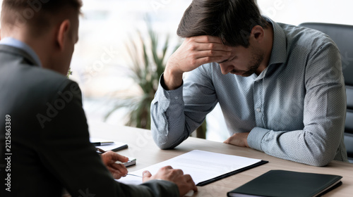 Visa application immigration officer rejection interview document stress office man feeling anxious during visa application