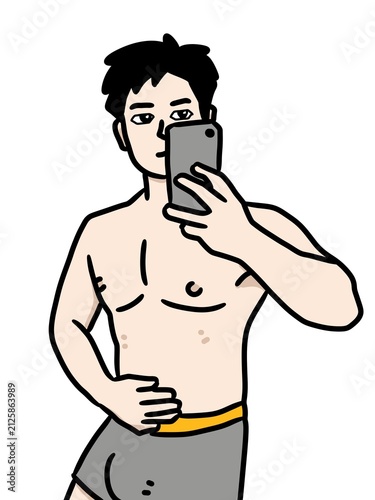 cute cartoon man on white background