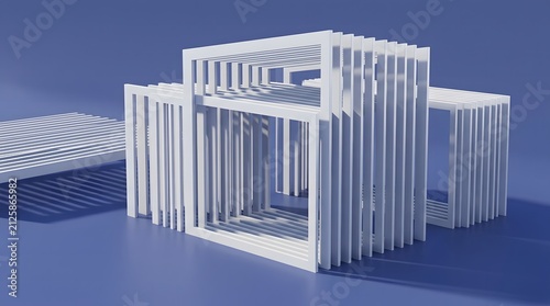 Angled White Slatted Panel with Orange Glow 3D Abstract Sculpture