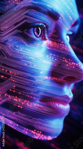 Exploring the blend of technology and human features in close up