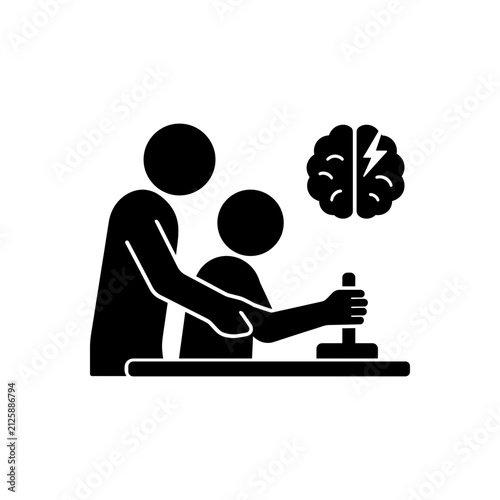 Occupational therapist helping patient hand exercise icon