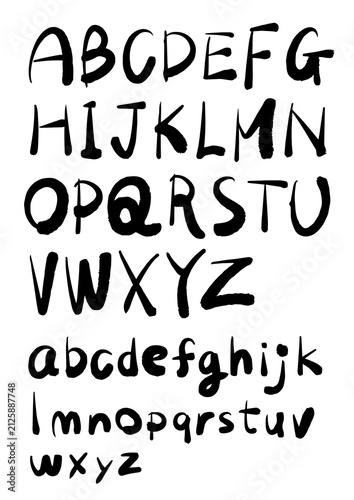 手書きアルファベット文字セット　英字フォント風・フリーハンドのカリグラフィーベクター