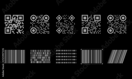 QR Code and Barcode Dissolve Icon Set Vector Illustration Collection