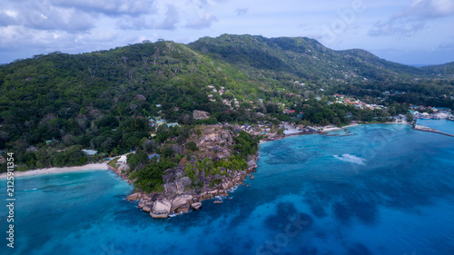 Bild auf Leinwand Aerial View of La Digue Island Seychelles