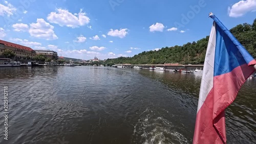 Prague Vltava River Cruise Daytime Sightseeing Boat View Scenic City Panorama
