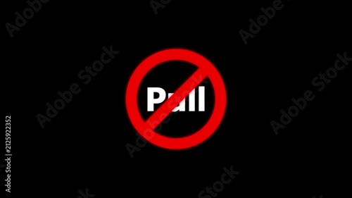 Do not pull sign animation: prohibitive warning symbol for safety and industrial compliance prohibition