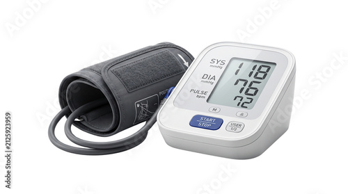 Digital blood pressure monitor with arm cuff, automatic sphygmomanometer for home health tracking, medical device for measuring hypertension and pulse