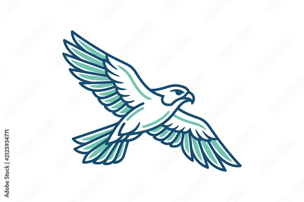 Fototapeta premium Flying Falcon Outline Vector Illustration
