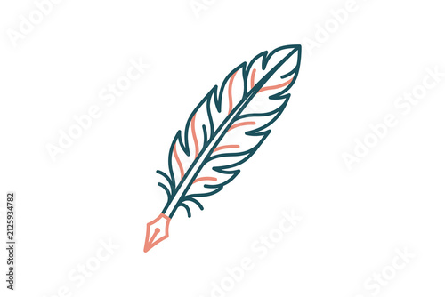 Obraz na plátne Quill Pen Outline Vector Illustration