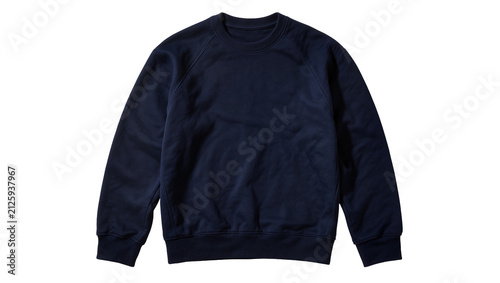 Cuadro en lienzo Plain navy blue crewneck sweatshirt with raglan sleeves, isolated on transparent