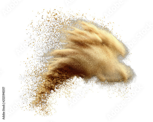 Sand Explosion Abstract: Dynamic burst of fine sand particles suspended in motion, creating an abstract visual of natural forces and texture.