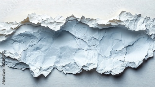 Torn White Paper Layer Revealing Textured Gray Interior Background Surface For Design Copy Space