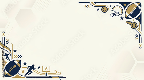 American football corner border design with player and ball.
