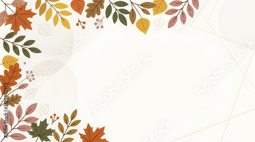 Colorful autumn leaves border design with berries.
