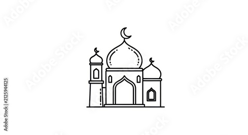 Islamic Mosque Architecture Line Drawing.